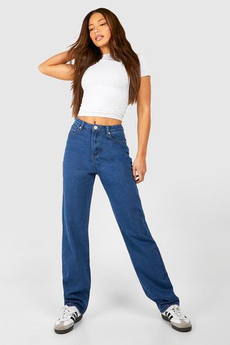 Womens Tall Mid Wash Mid Waist Straight Fit Jeans - - 10 - boohoo - Modalova