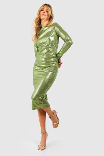 Womens Sequin Long Sleeve Midi Dress - - 10 - boohoo - Modalova