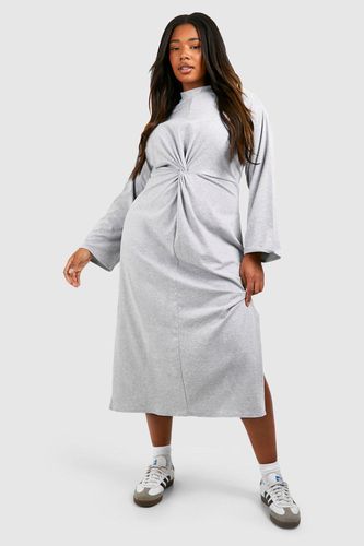 Womens Plus Cotton Long Sleeve Twist Front Midaxi Dress - - 16 - boohoo - Modalova