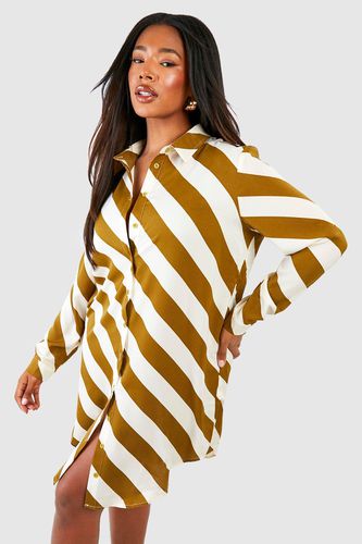 Womens Plus Stripe Print Shirt Dress - - 16 - boohoo - Modalova