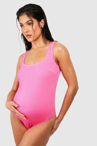 Womens Maternity Crinkle Square Neck Swimsuit - - 14 - boohoo - Modalova