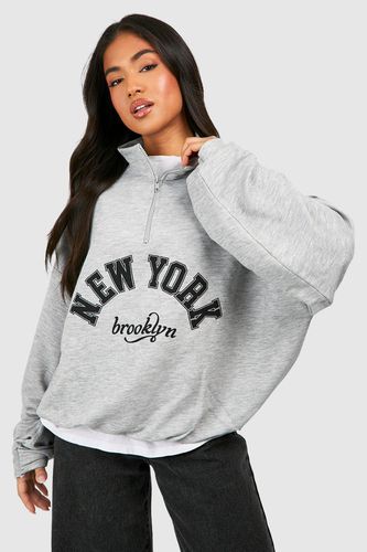 Womens Petite New York Half Zip Sweatshirt - - L - boohoo - Modalova