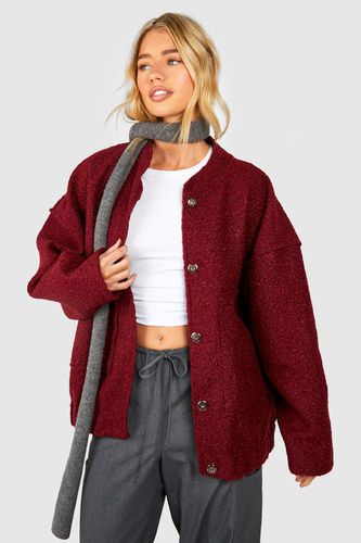 Womens Oversized Wool Look Bomber Jacket - - 14 - boohoo - Modalova