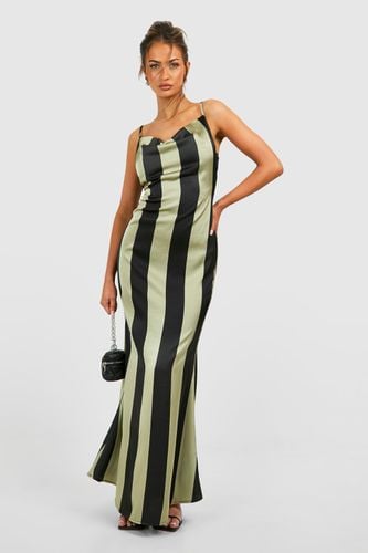 Womens Satin Stripe Cowl Maxi Slip Dress - - 10 - boohoo - Modalova