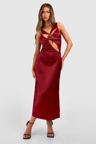 Womens Satin Cut Out Midaxi Slip Dress - - 10 - boohoo - Modalova