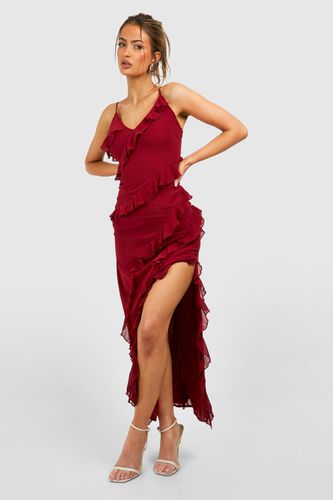 Womens Chiffon Ruffle Maxi Slip Dress - - 10 - boohoo - Modalova