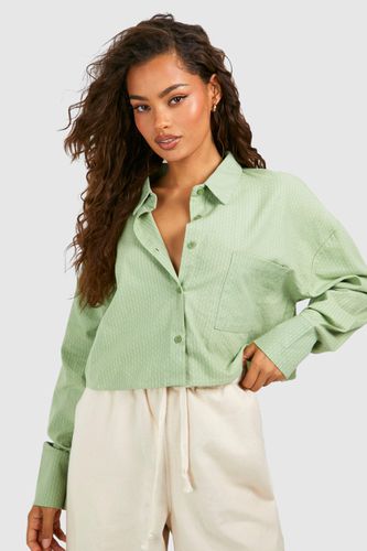 Womens Striped Boxy Crop Textured Shirt - - 10 - boohoo - Modalova