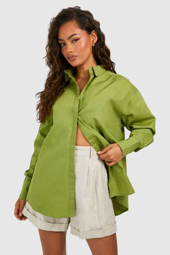 Womens Oversized Cotton Poplin Shirt - - 12 - boohoo - Modalova