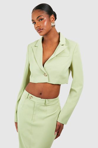 Womens Tall Woven Tailored Cropped Blazer - - 14 - boohoo - Modalova