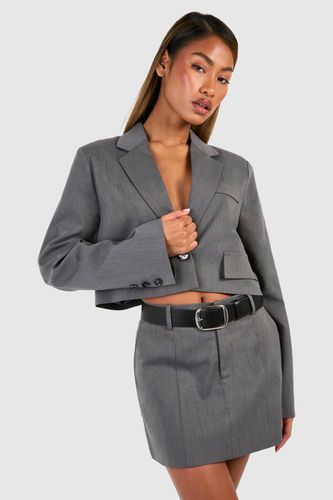 Womens Marl Pocket Detail Boxy Blazer - - 16 - boohoo - Modalova