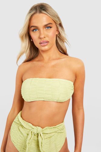 Womens Textured Bandeau Bikini Top - - 12 - boohoo - Modalova
