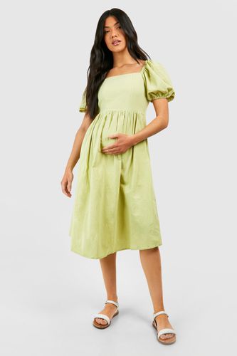 Womens Maternity Linen Midi Smock Dress - - 10 - boohoo - Modalova