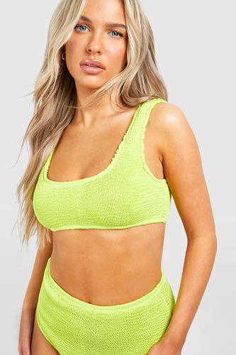 Womens Premium Crinkle Scoop Bikini Top - - 10 - boohoo - Modalova