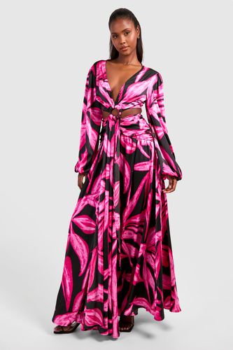 Womens Abstract Print Cut Out Ring Detail Maxi Dress - - 10 - boohoo - Modalova
