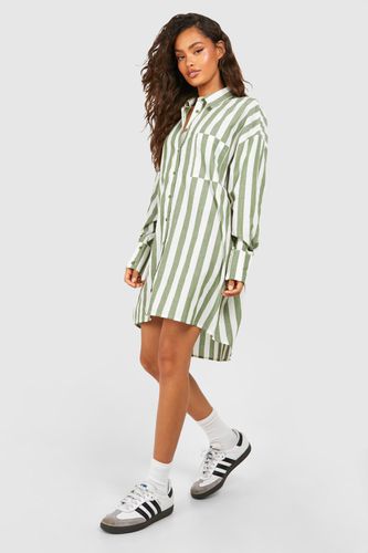 Womens Wide Stripe Ultimate Oversized Shirt Dress - - 10 - boohoo - Modalova