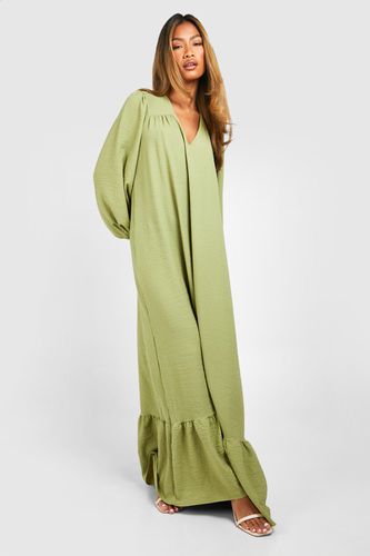 Womens Textured Blouson Sleeve Midaxi Dress - - 14 - boohoo - Modalova
