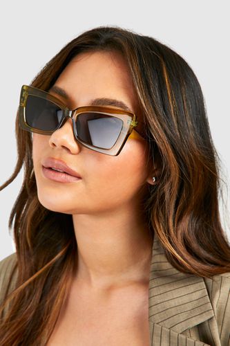 Womens Angled Olive Sunglasses - - One Size - boohoo - Modalova