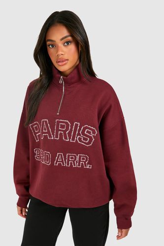 Womens Paris Self Fabric Applique Oversized Sweatshirt - - L - boohoo - Modalova