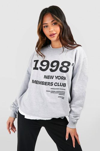Womens New York Members Club Slogan Oversized Sweatshirt - - L - boohoo - Modalova