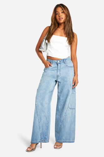 Womens Petite Seam Detail Cargo Jeans - - 14 - boohoo - Modalova