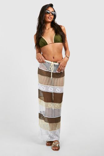 Womens Tall Stripe Crochet Beach Maxi Skirt - - 10 - boohoo - Modalova