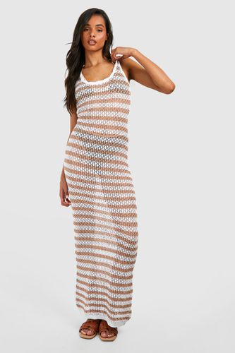 Womens Tall Stripe Crochet Beach Maxi Dress - - 10 - boohoo - Modalova