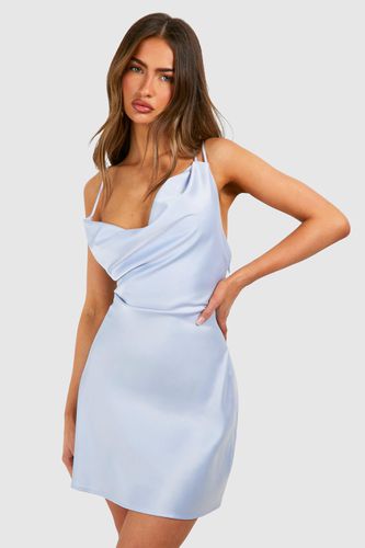 Womens Satin Double Strap Mini Dress - - 12 - boohoo - Modalova