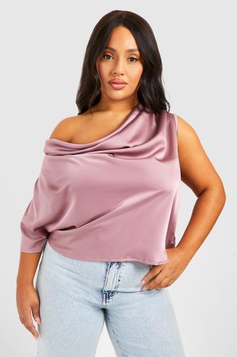 Womens Plus Textured Satin Ruched Off The Shoulder Top - - 16 - boohoo - Modalova