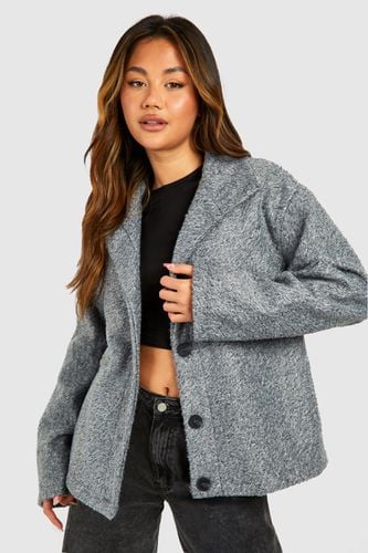 Womens Textured Wool Look Button Detail Jacket - - 8 - boohoo - Modalova