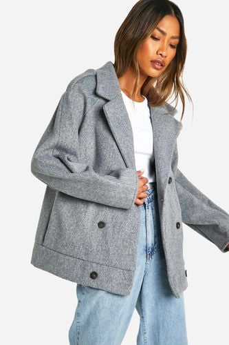 Womens Textured Wool Look Button Detail Jacket - - 14 - boohoo - Modalova