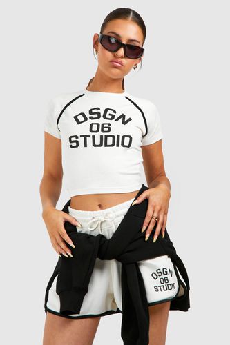Womens Dsgn Studio Piping Detail Fitted T-shirt And Short Set - - L - boohoo - Modalova