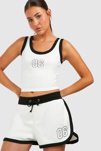 Womens Contrast Binding Vest Top And Short Set - - XL - boohoo - Modalova