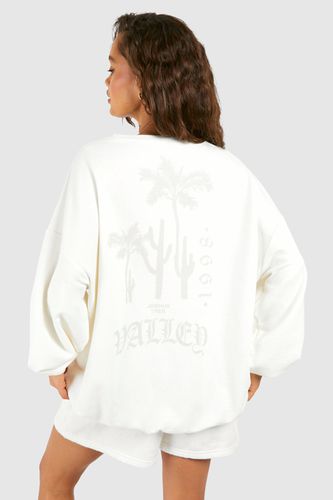 Womens Palm Print Slogan Oversized Sweatshirt - - L - boohoo - Modalova
