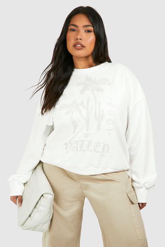 Womens Plus Palm Print Slogan Oversized Sweatshirt - - 16 - boohoo - Modalova