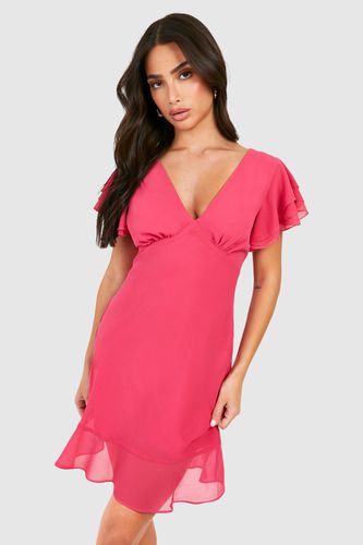 Womens Petite Chiffon Frill Shoulder Mini Dress - - 8 - boohoo - Modalova