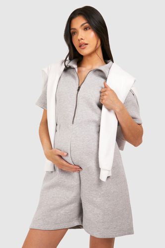 Womens Maternity Quarter Zip Fleece Lounge playsuit - - 10 - boohoo - Modalova