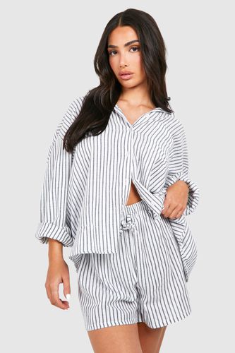 Womens Printed Cotton Shirt And Short Set - - 6 - boohoo - Modalova