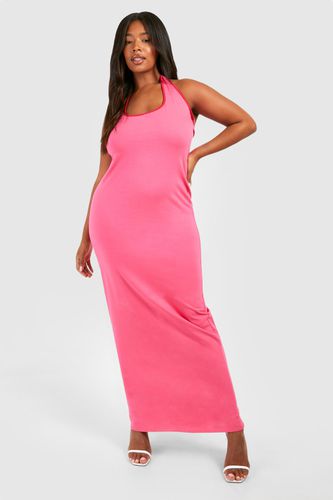 Womens Plus Cotton Elastance Halterneck Contrast Maxi Dress - - 16 - boohoo - Modalova