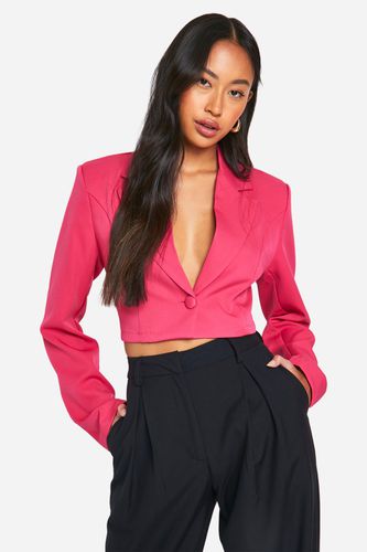 Womens Basic Woven Single Button Crop Blazer - - 16 - boohoo - Modalova