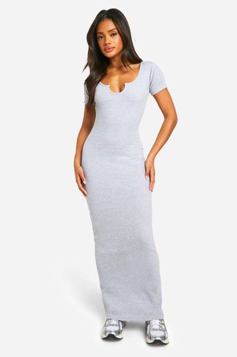 Womens Basic Rib Notch Maxi Dress - - 14 - boohoo - Modalova