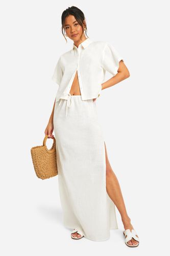 Womens Drawstring Waist Cotton Maxi Skirt - - 12 - boohoo - Modalova