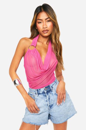 Womens Mesh Halterneck Ring Detail Cami - - 12 - boohoo - Modalova