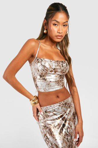 Womens Animal Foil Cowl Neck Cami Top - - 16 - boohoo - Modalova