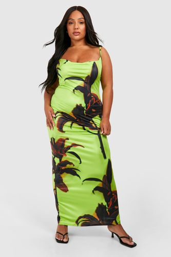 Womens Plus Large Scale Floral Slinky Cowl Neck Maxi Dress - - 18 - boohoo - Modalova