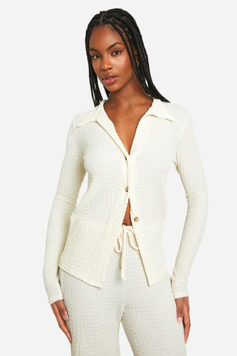 Womens Tall Textured Crinkle Button Shirt - - 10 - boohoo - Modalova