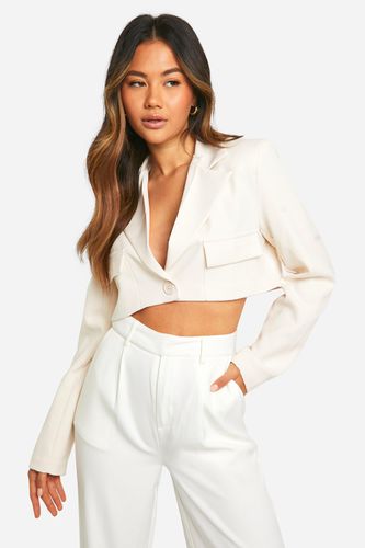 Womens Super Crop Pocket Detail Tailored Blazer - - 14 - boohoo - Modalova
