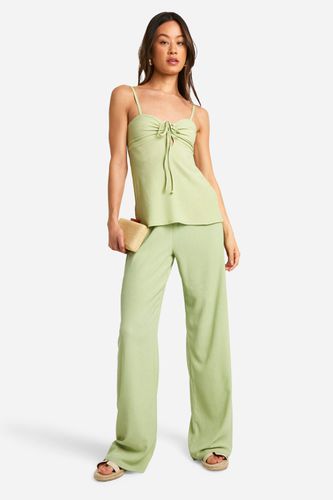 Womens Tall Textured Strappy Open Back Top & Trouser Co-ord - - 10 - boohoo - Modalova