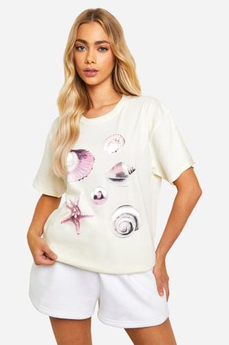 Womens Shell Print Oversized T-shirt - - L - boohoo - Modalova
