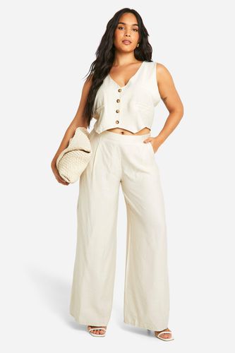 Womens Plus Linen Look Waistcoat & Wide Leg Trousers - - 22 - boohoo - Modalova