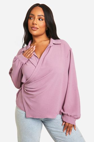 Womens Plus Hammered Wrap Shirt - - 20 - boohoo - Modalova